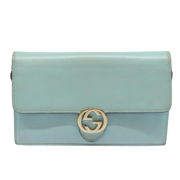 GUCCI Shoulder Wallet Leather Light Blue 369664 Auth mr248 - Picture 13 of 16